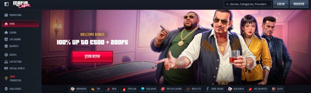 Mafia online casino Canada offering fast payouts, slots, and table games for Canadians